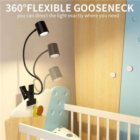 Desk Lamp,USB Clip On Light,3 Color Modes,10Brightness Levels,360° Gooseneck LED - Picture 4 of 7